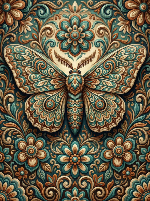 Decorative Moth Medallion (100 Color Diamond Painting) Diamond Painting kit