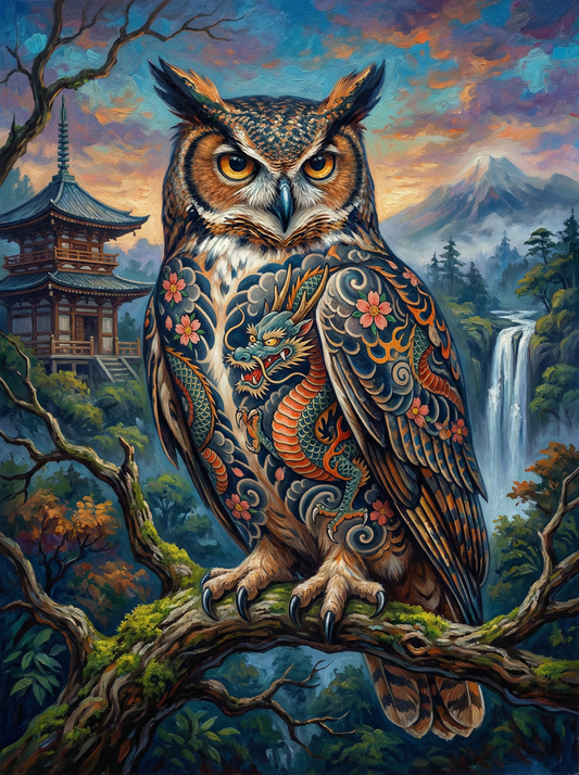 The Dragon Owl (100 Color Diamond Painting)