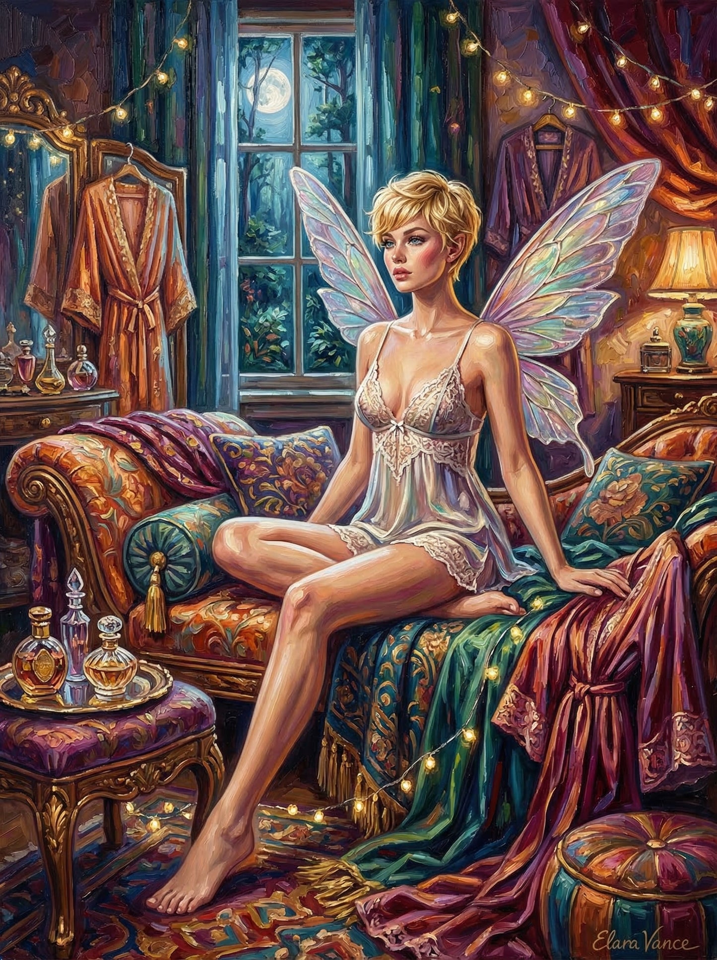 Delicate Pixie With Glowing Wings (150 Color Diamond Painting)