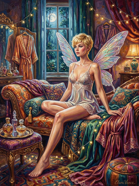 Delicate Pixie With Glowing Wings (150 Color Diamond Painting)