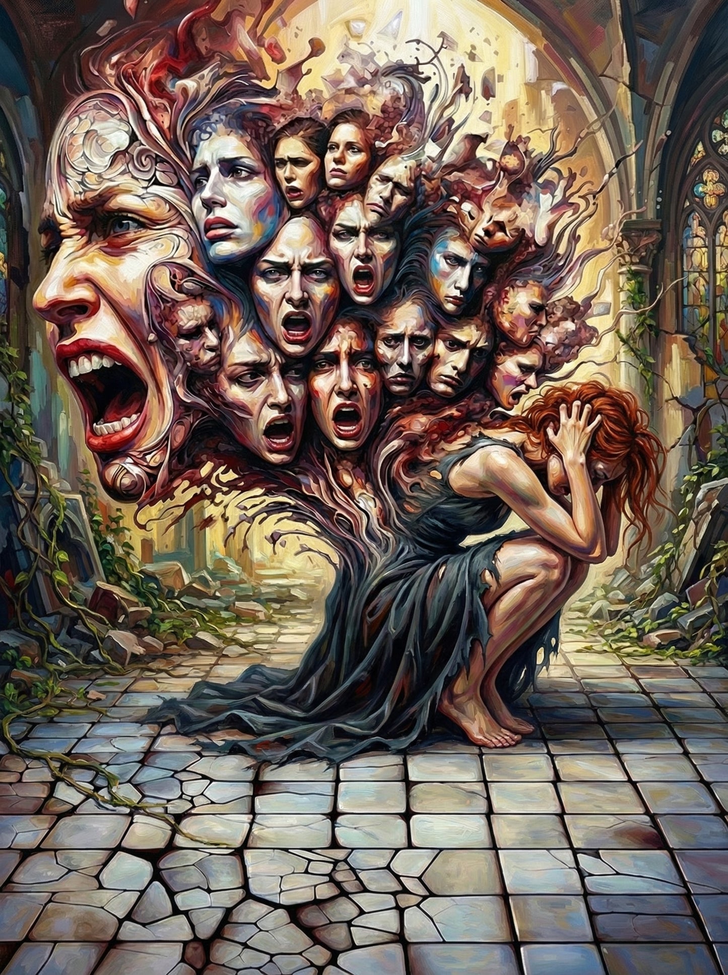 Demons Haunt Woman (100 Color Diamond Painting)