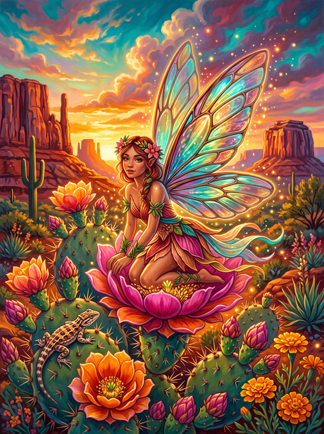 Desert Cactus Fairy (150 Color Diamond Painting)