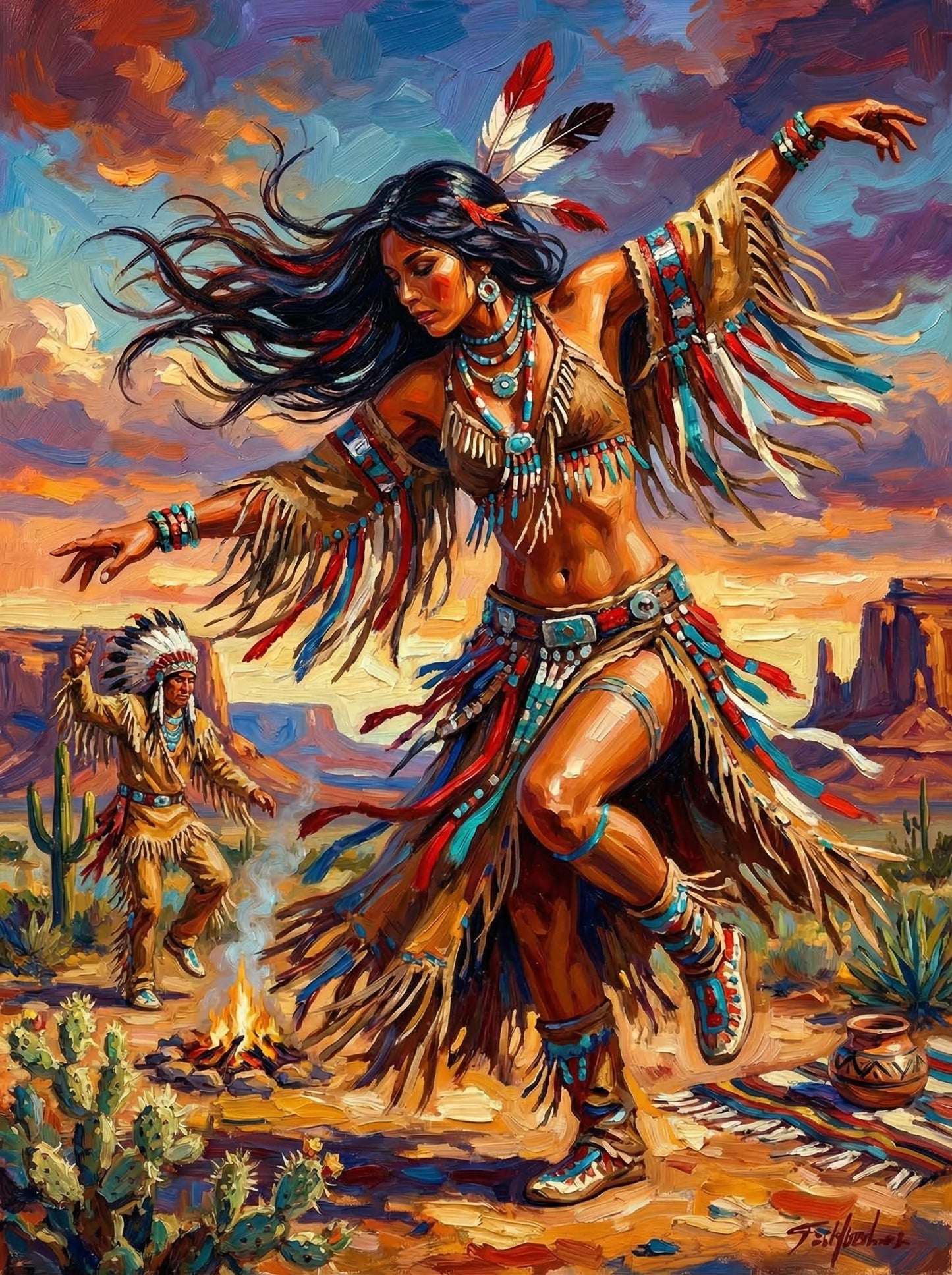 Desert Dancer Indian Woman (100 Color Diamond Painting)