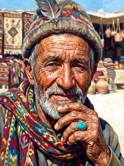 Desert Vendor With Turquoise Ring (100 Color Diamond Painting) Diamond Painting kit