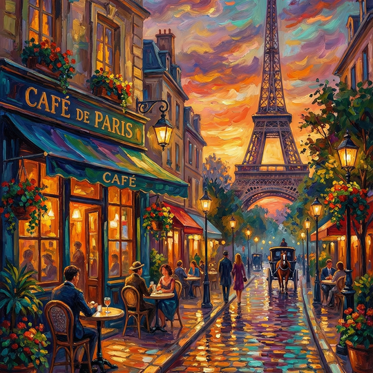 Paris Sunset Café (Board Canvas)