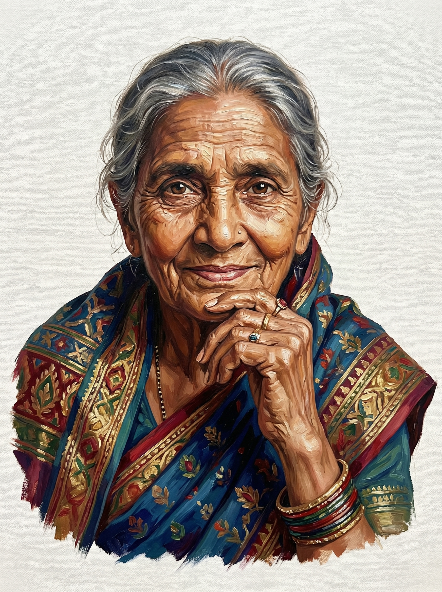 Dignified Woman Headscarf Portrait (100 Color Diamond Painting) Diamond Painting kit