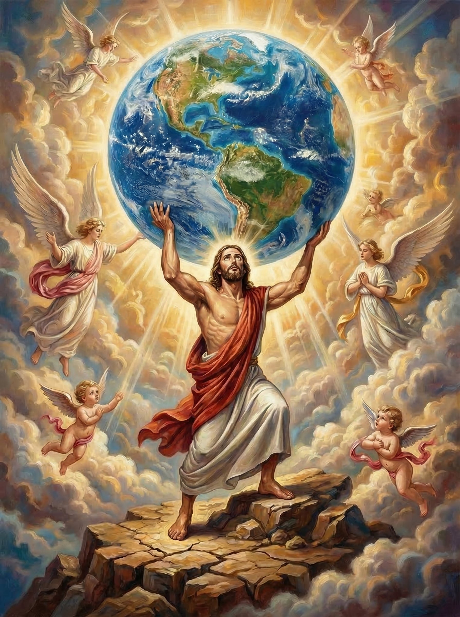 Divine Strength Lifting Earth (100 Color Diamond Painting) Diamond Painting kit