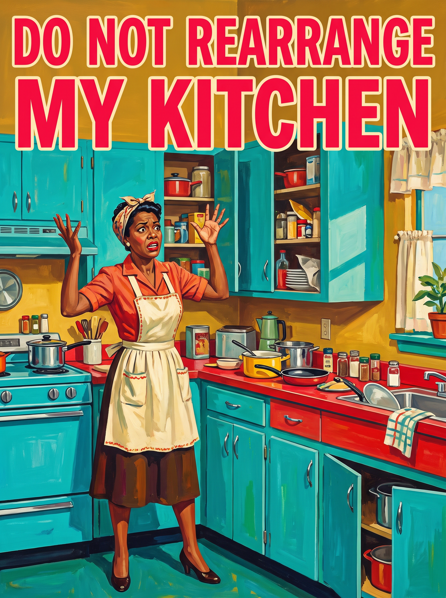 Do Not Rearrange My Kitchen, The Teal Cupboards