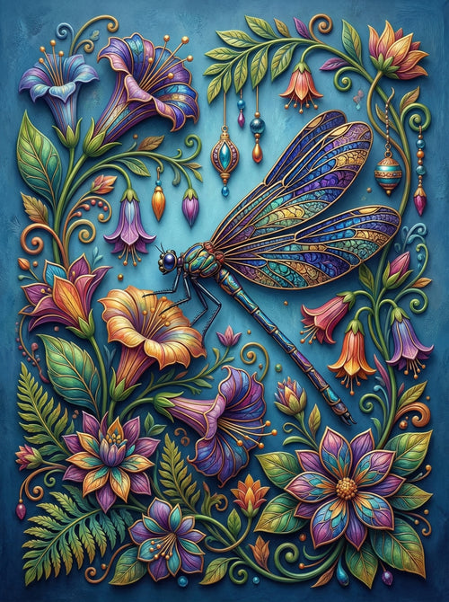 Dragonfly Garden Jewel (100 Color Diamond Painting)