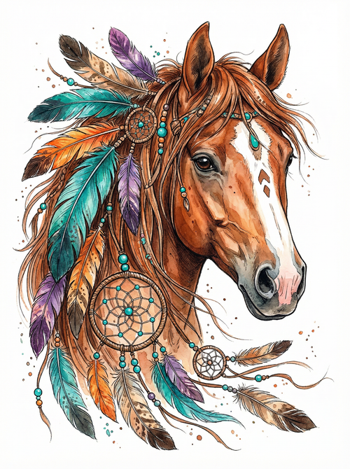 Dreamcatcher Horse Spirit (Diamond Painting)