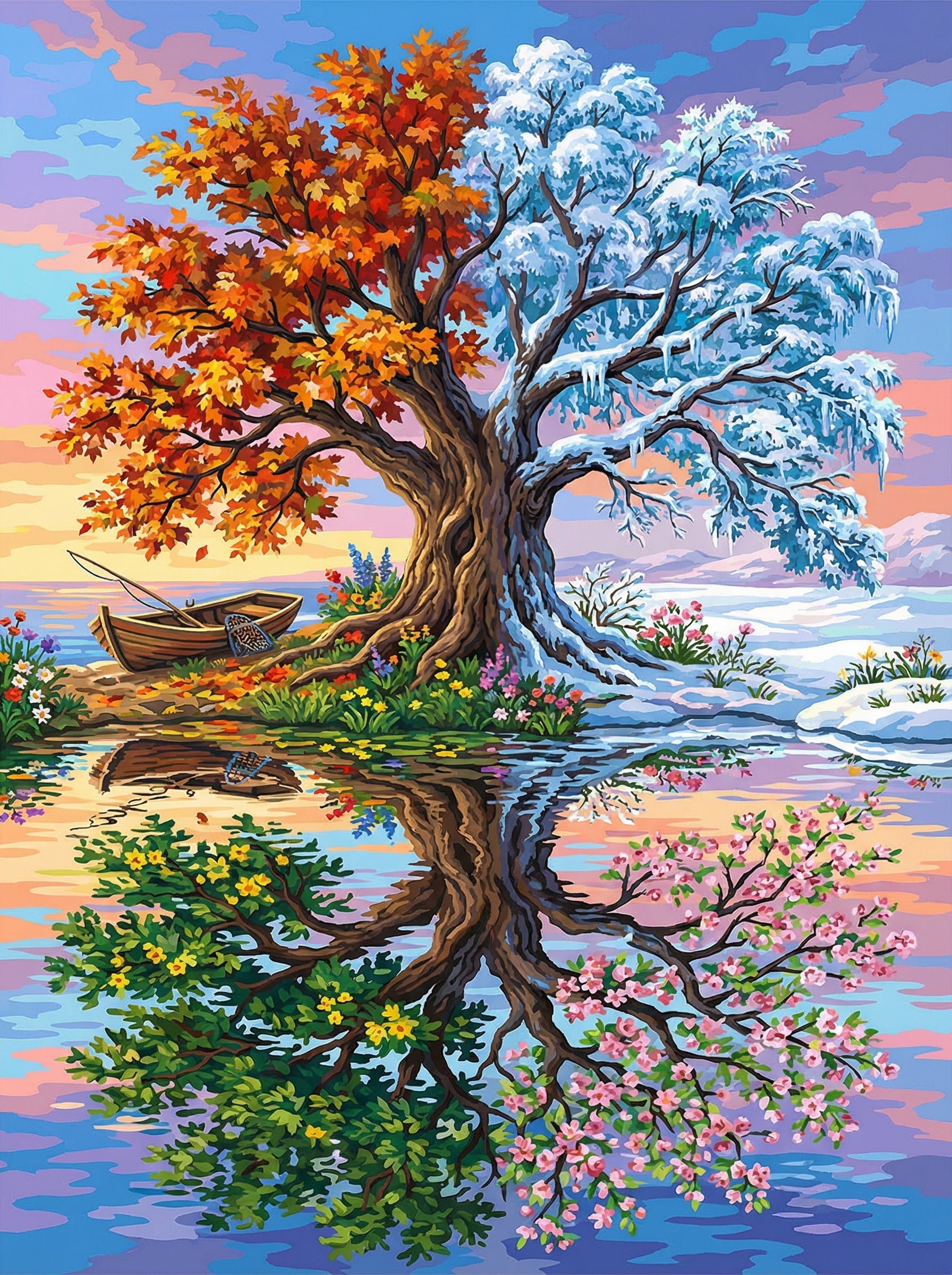 Four Season Tree (100 Color Diamond Painting)