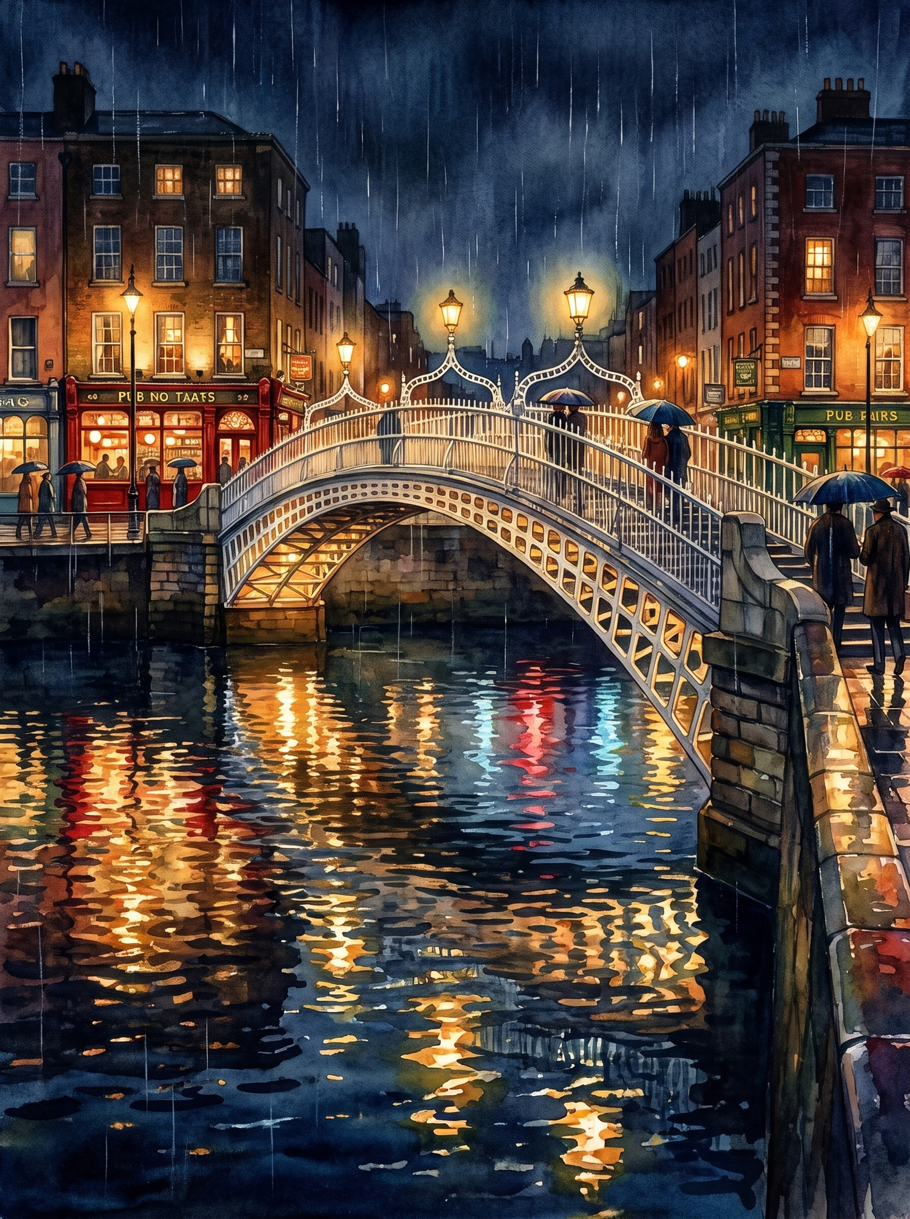 Ha'penny Bridge at Night, Dublin