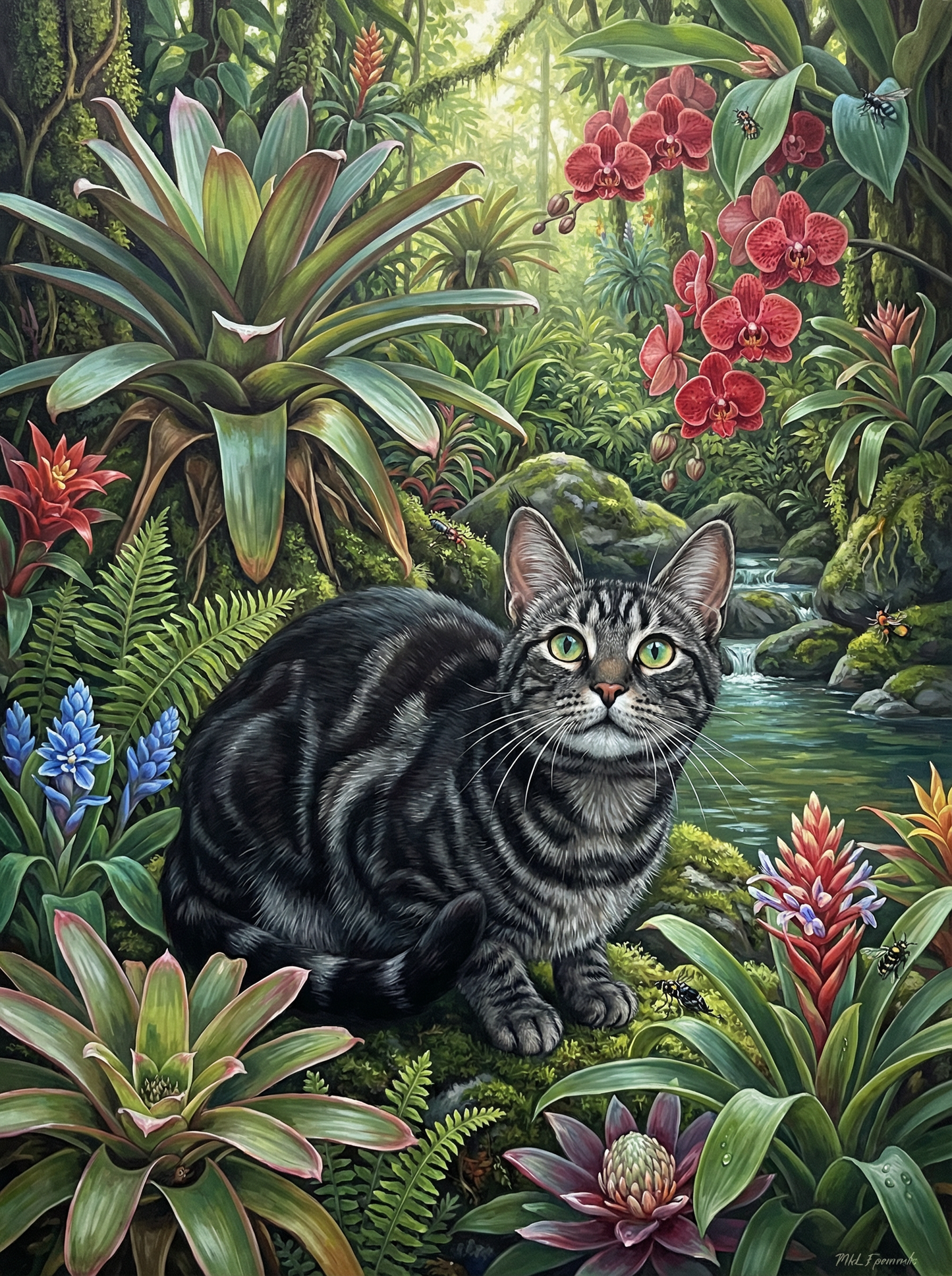 Jungle Orchid Cat (Diamond Painting) Diamond Painting kit