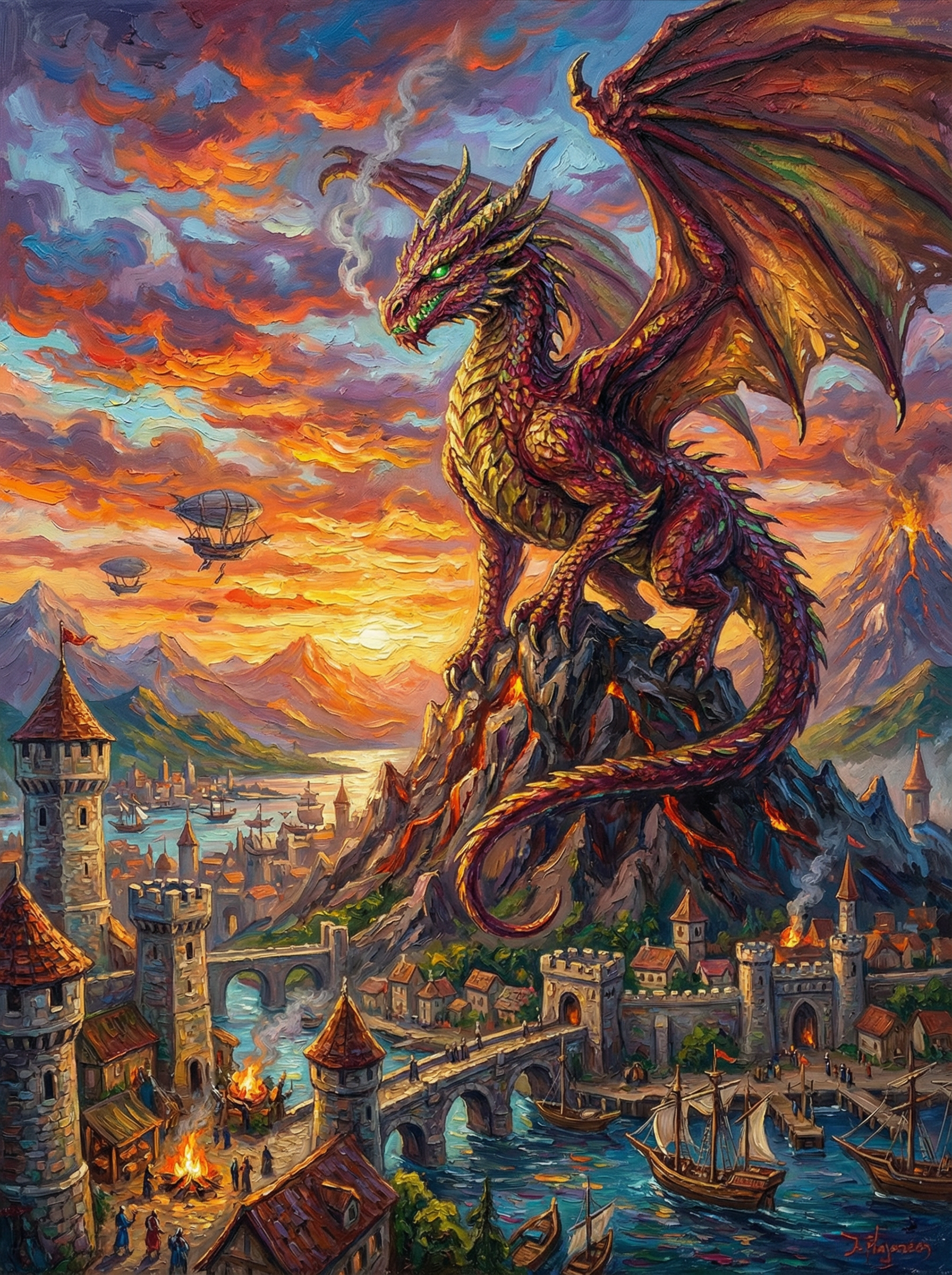 Ember Crown Dragon (100 Color Diamond Painting)