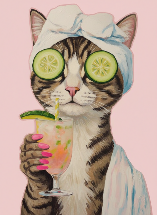 Spa Day Cat (Board Canvas)