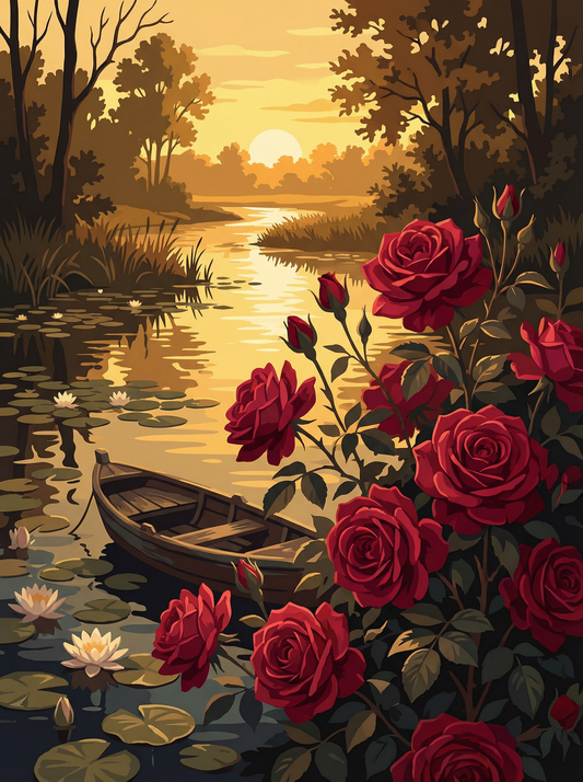 Rosewood Sunset Lake (Diamond Painting)