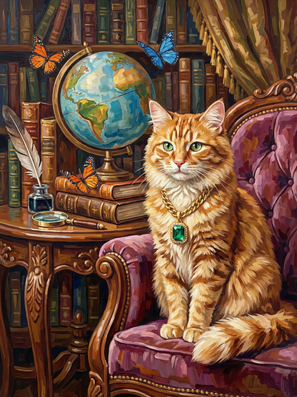 Emerald Cat Study (Diamond Painting) Diamond Painting kit