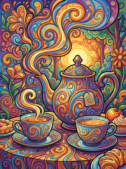 Swirling Tea Symphony (100 Color Diamond Painting) Diamond Painting kit