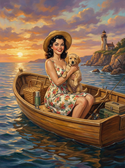 Lighthouse Boat Serenity (Diamond Painting) Diamond Painting kit
