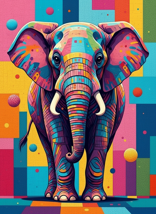 Elephant Mosaic (Board Canvas)
