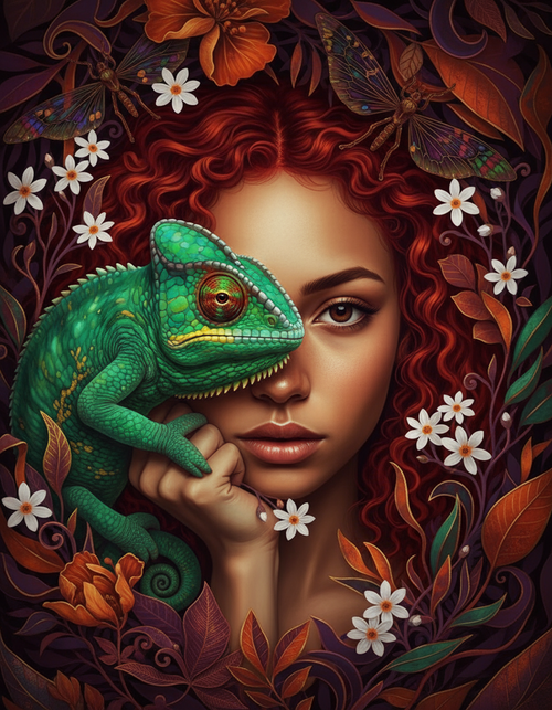 Chameleon Red Curls (100 Color Diamond Painting) Diamond Painting kit