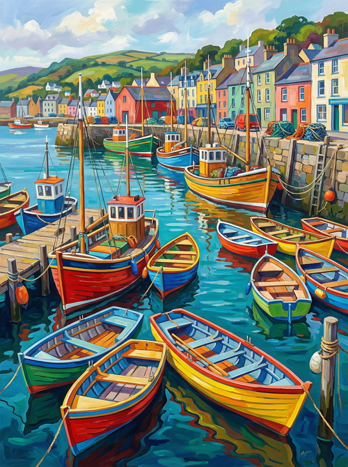 Colorful Seaside Harbor (Diamond Painting) Diamond Painting kit