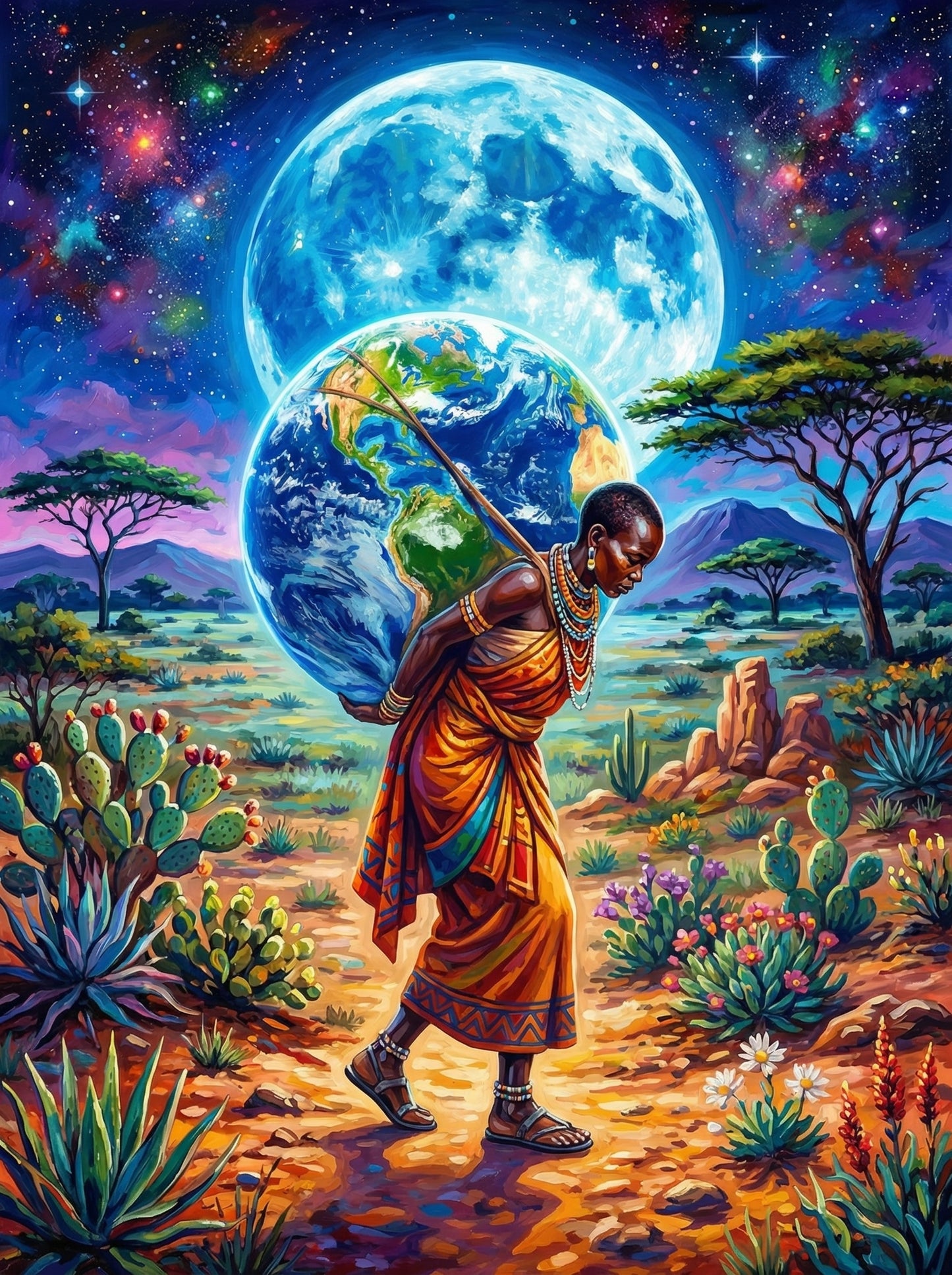 Earth Bearer Under Moons (100 Color Diamond Painting) Diamond Painting kit