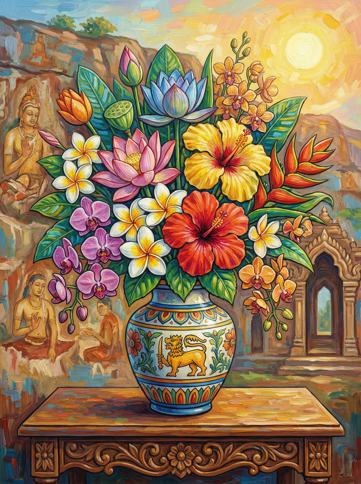 Lankan Heritage & Flowers (100 Color Diamond Painting) Diamond Painting kit