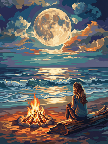 Firelight by the Moon (Diamond Painting) Diamond Painting kit