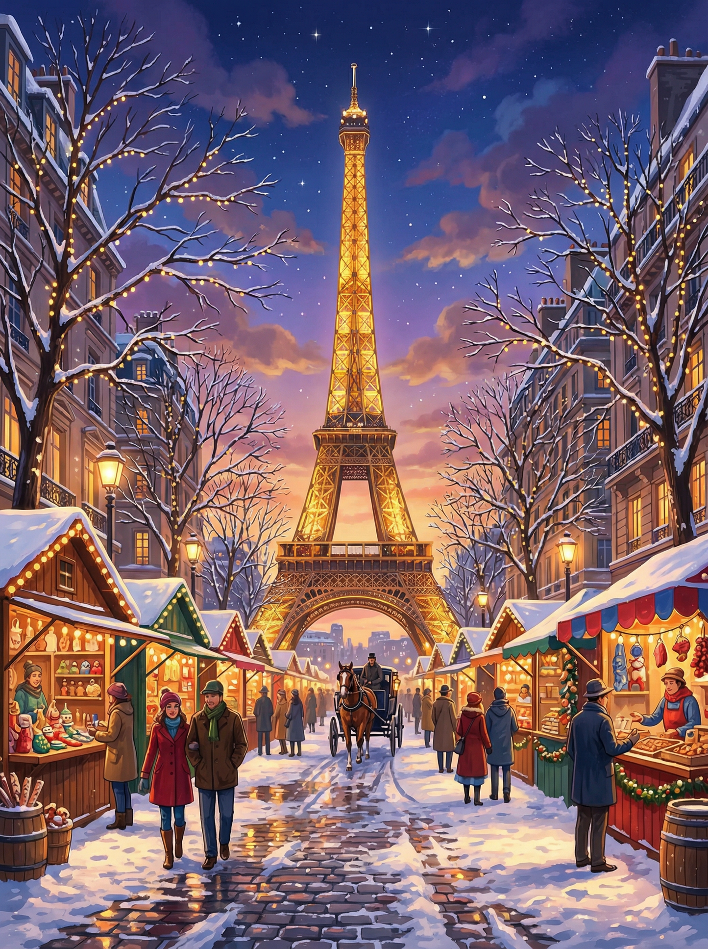 Paris Winter Market (100 Color Diamond Painting) Diamond Painting kit