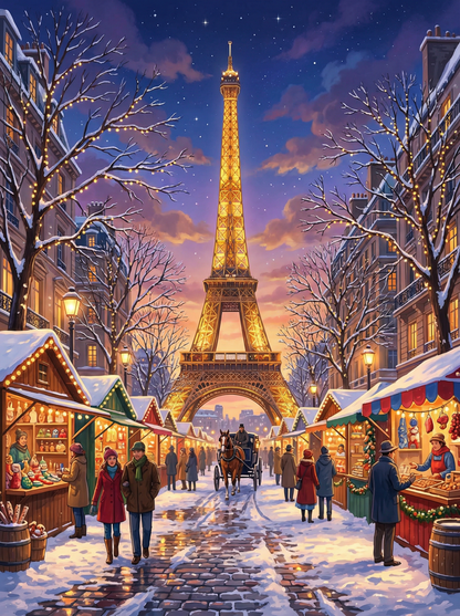 Paris Winter Market (100 Color Diamond Painting) Diamond Painting kit