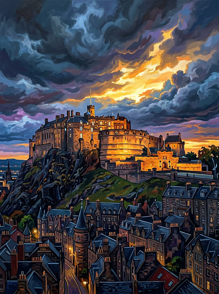 Edinburgh Castle Dusk (150 Color Diamond Painting)