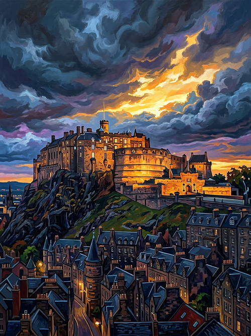 Edinburgh Castle Dusk (150 Color Diamond Painting)
