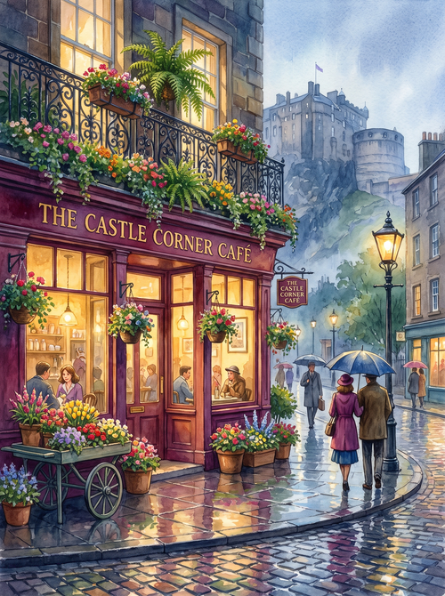 Edinburgh Castle Rainy Café