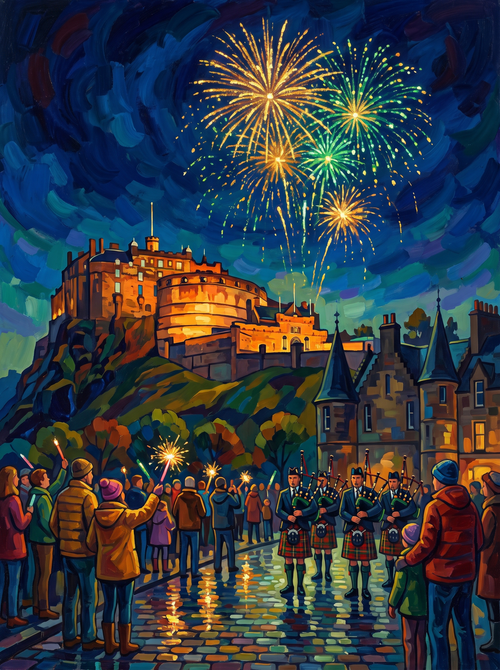 Edinburgh Hogmanay Fireworks Castle