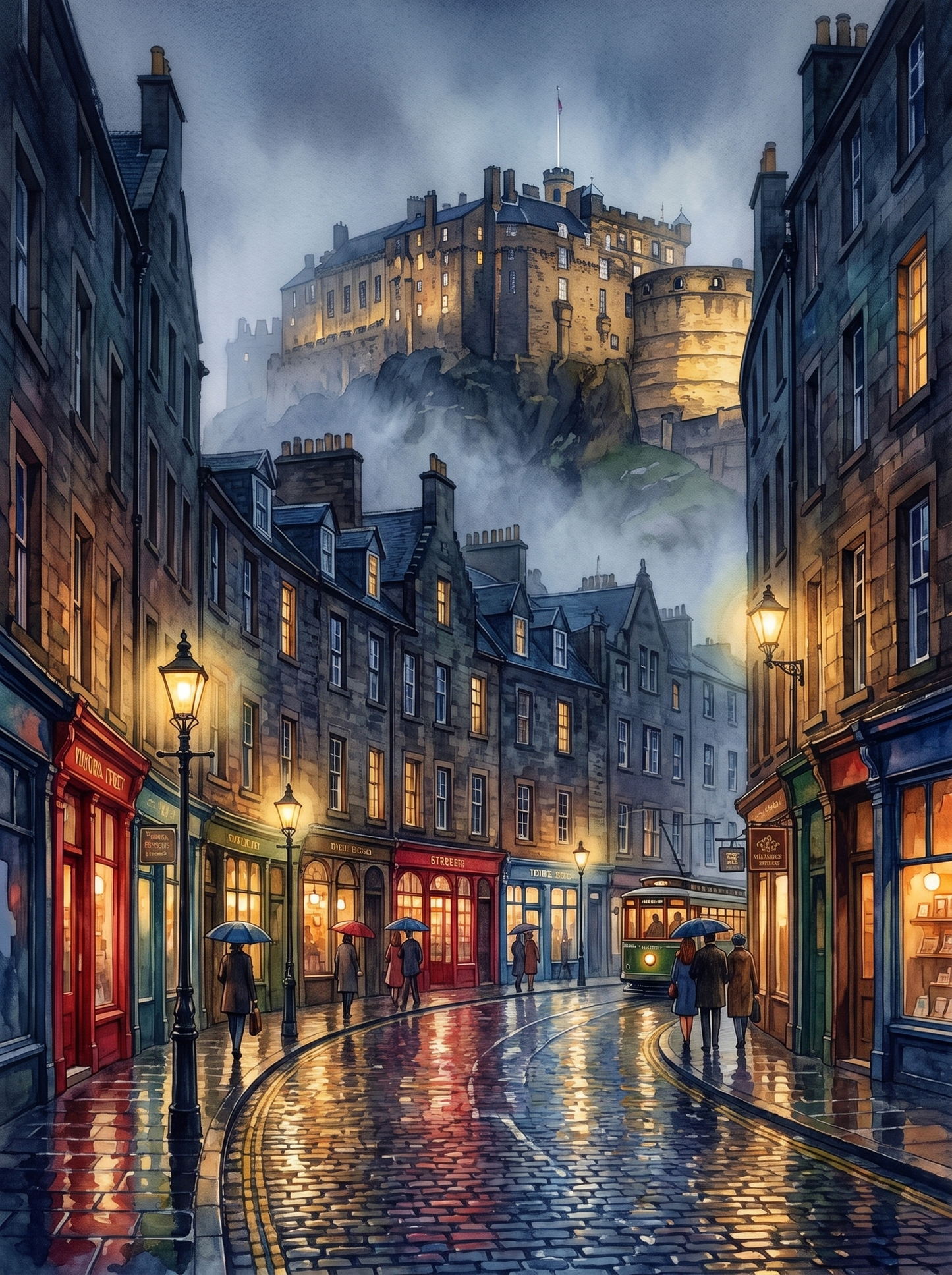 Victoria Street in Fog, Edinburgh