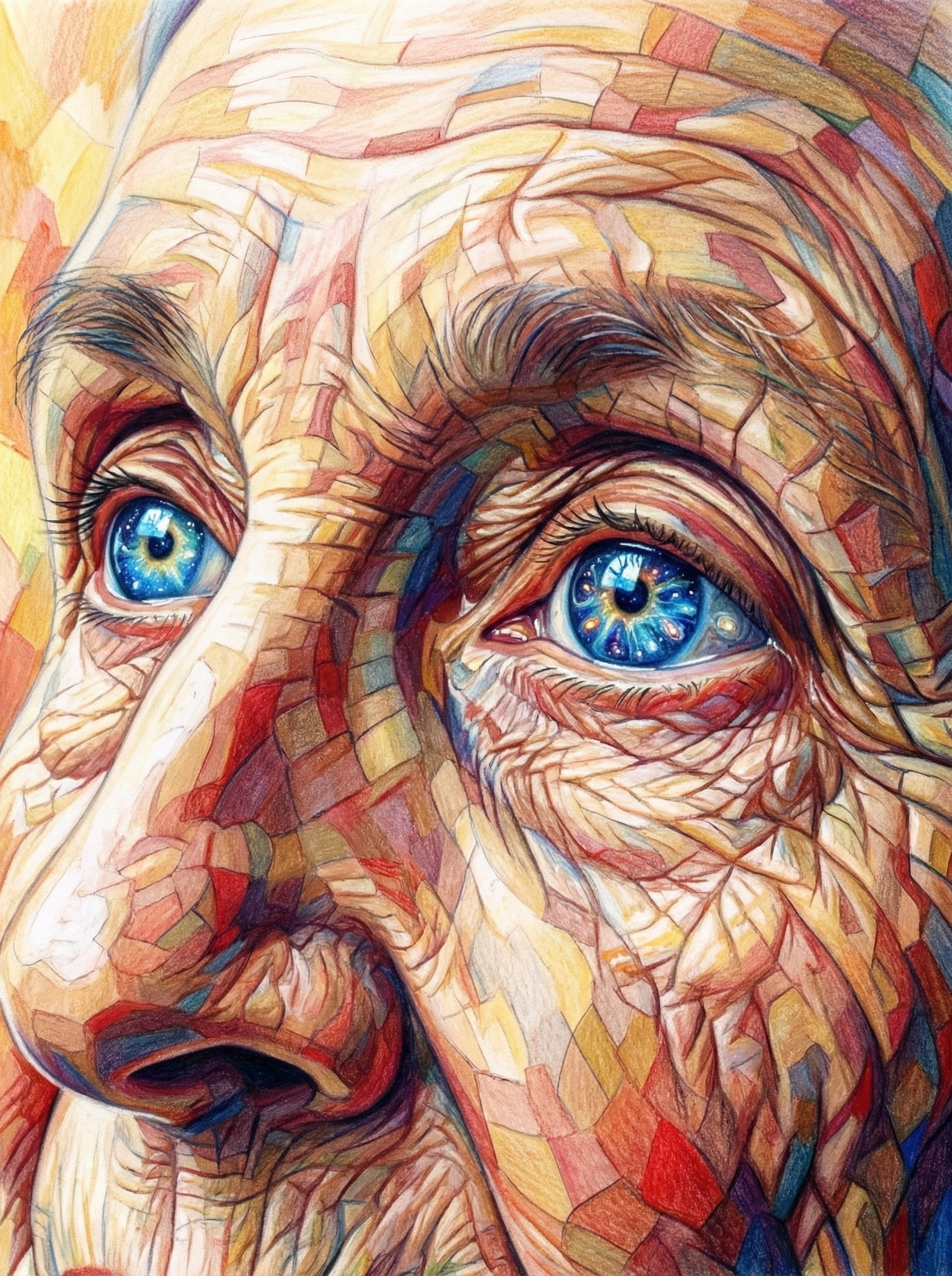 Elderly Woman Headscarf (100 Color Diamond Painting)