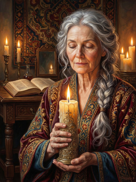 Elderly Woman Ornate Candlelight (100 Color Diamond Painting) Diamond Painting kit