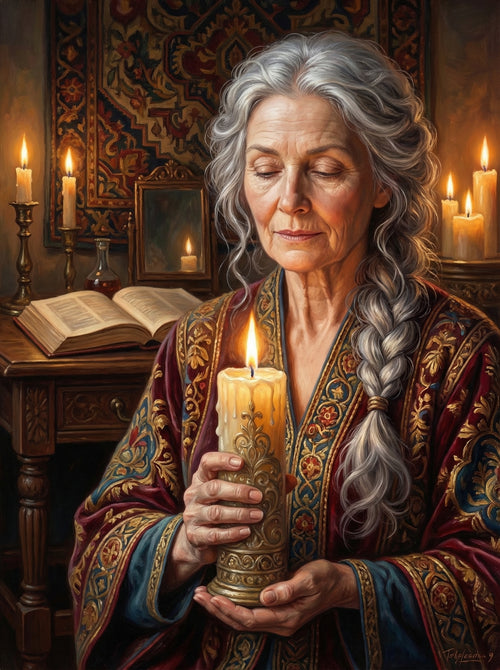 Elderly Woman Ornate Candlelight (100 Color Diamond Painting) Diamond Painting kit