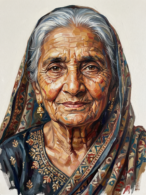 Elderly Woman Portrait (100 Color Diamond Painting)