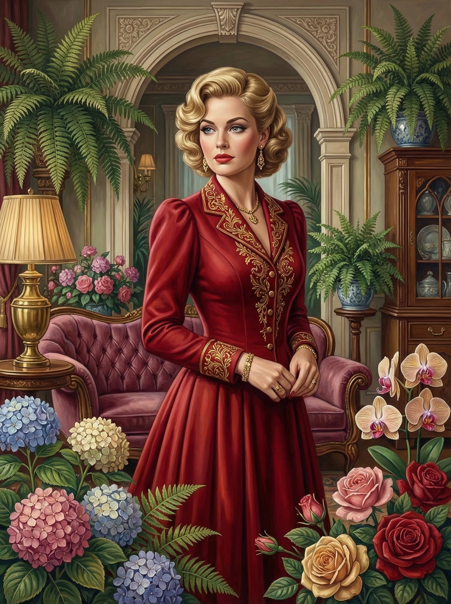 Elegant Lady Drawing Room (100 Color Diamond Painting) Diamond Painting kit