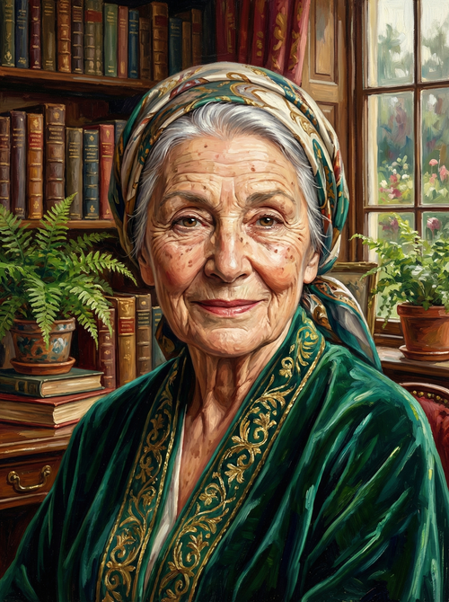 Elegant Librarian Portrait (100 Color Diamond Painting) Diamond Painting kit
