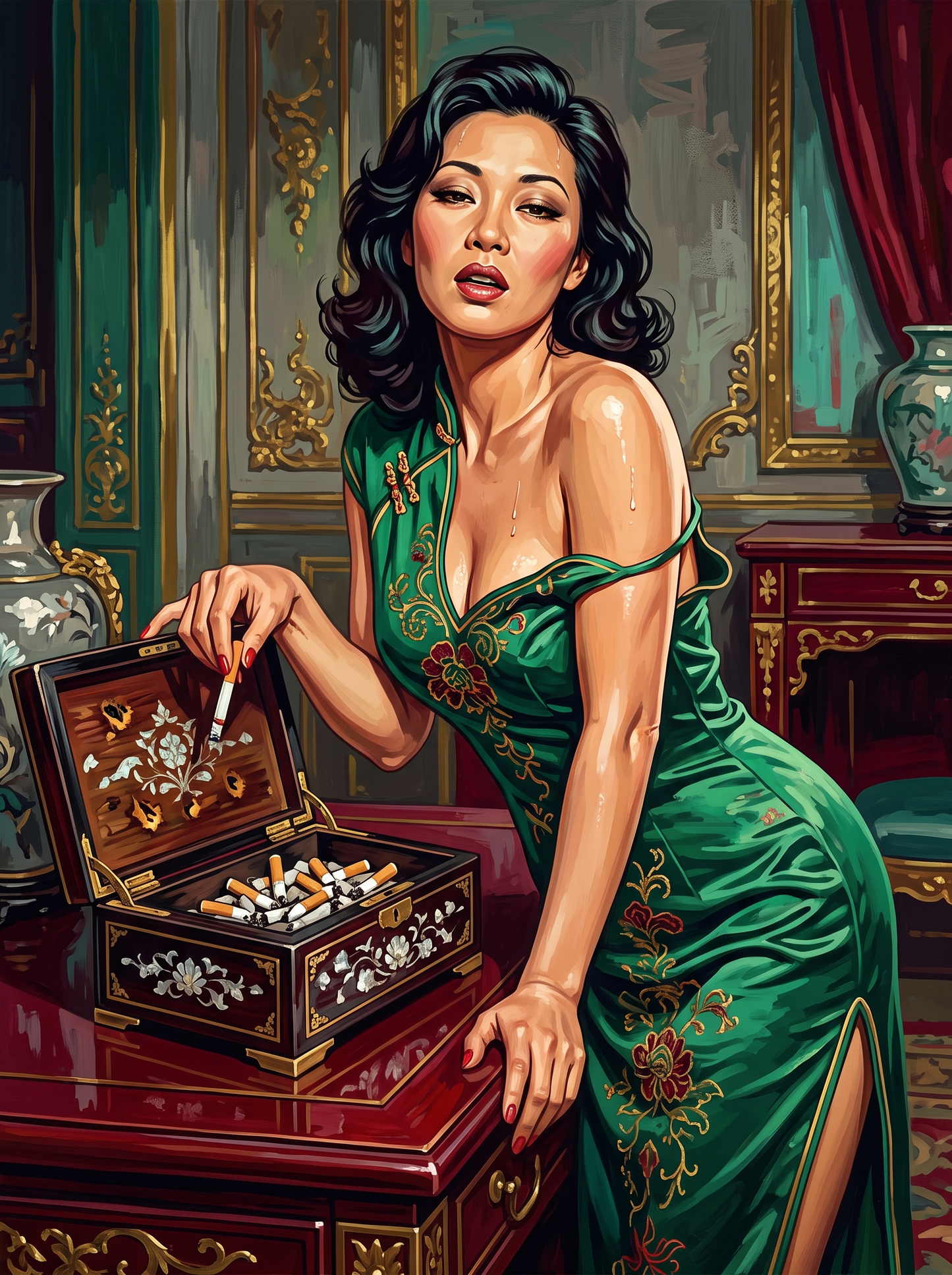 Emerald Cheongsam Music Box