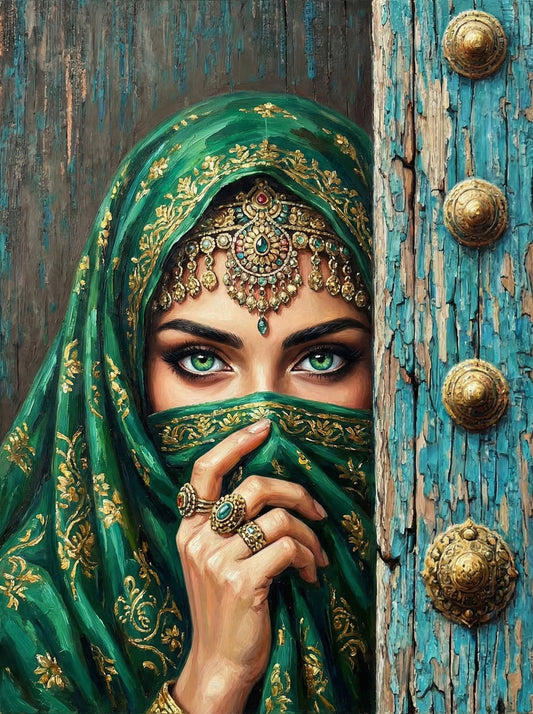 Emerald Veiled Mystery (100 Color Diamond Painting)