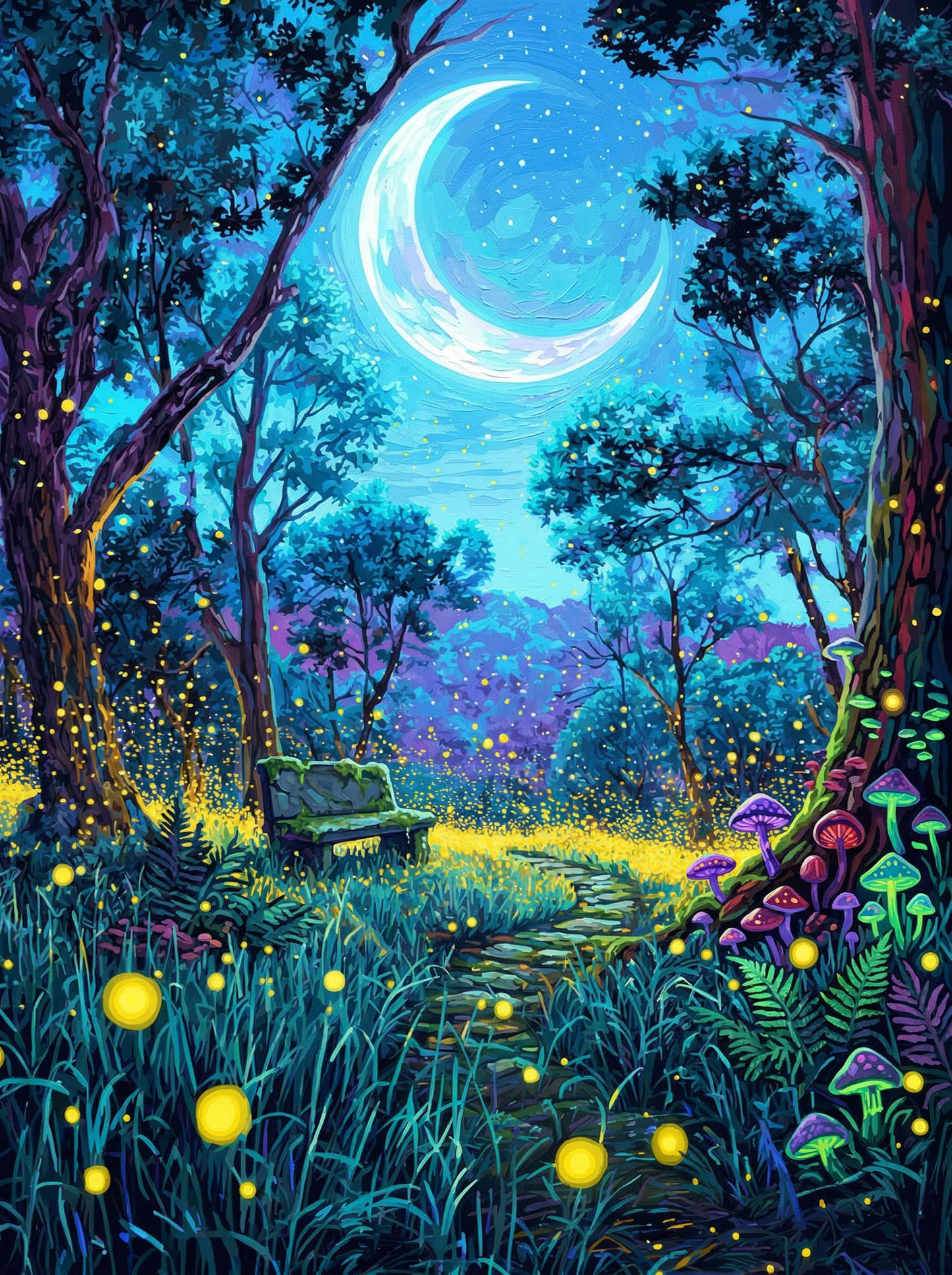 Enchanted Firefly Forest Path (Diamond Painting) Diamond Painting kit