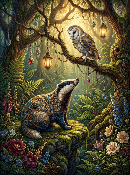 Enchanted Forest Badger (Diamond Painting)