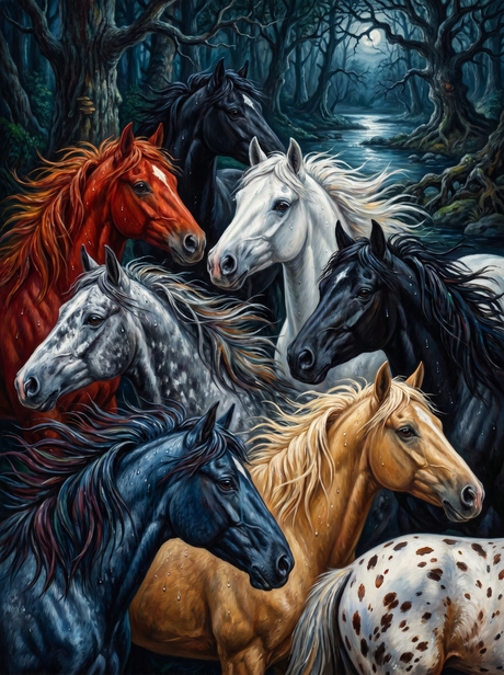 Enchanted Forest Horses (100 Color Diamond Painting) Diamond Painting kit
