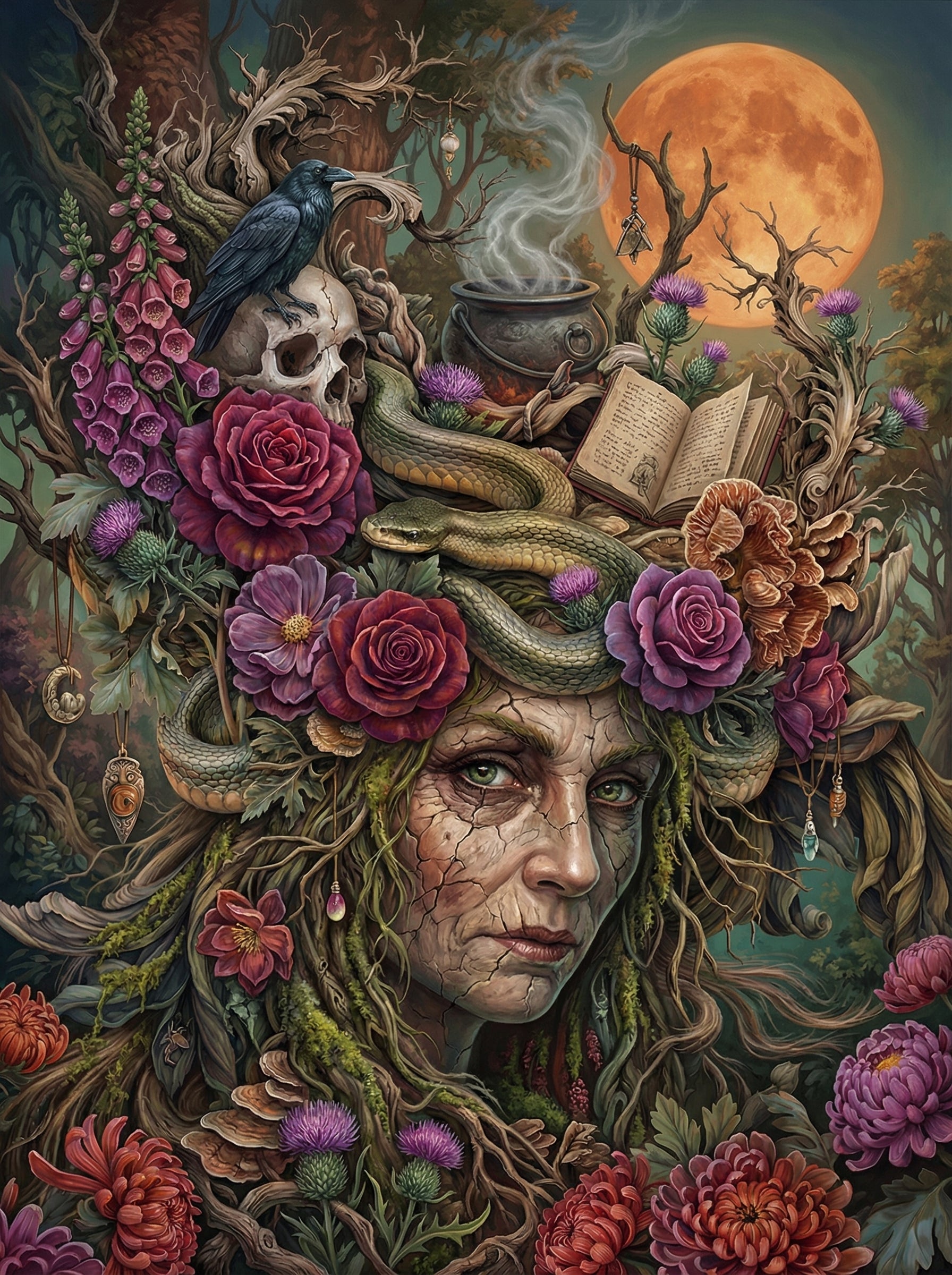 Enchanted Witch Garden (100 Color Diamond Painting)