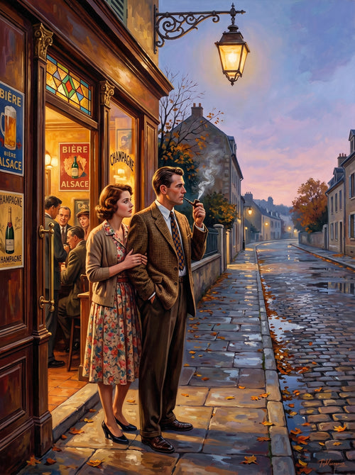 Evening Street Stroll (150 Color Diamond Painting)