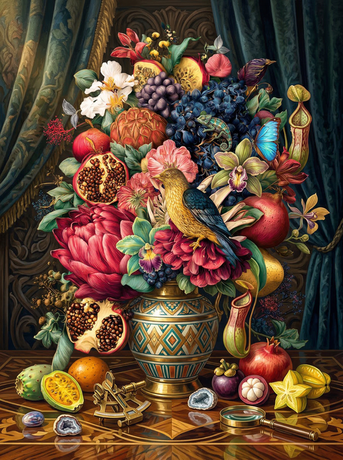 Exotic Fruit Flower Vase (100 Color Diamond Painting)
